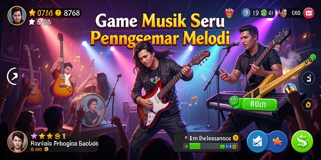 Screenshot gameplay 8768 menunjukkan interaksi seru dengan musik.