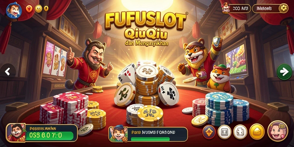 Menampilkan momen seru dalam gameplay QiuQiu di FUFUSLOT.