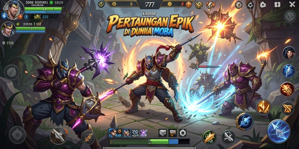 Screenshot L777 menampilkan pertarungan tak terlupakan di arena MOBA.