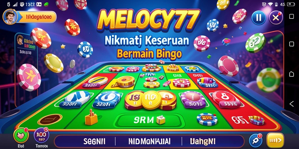 Tampilan utama gameplay MELODY77 dengan suasana Bingo yang menyenangkan.