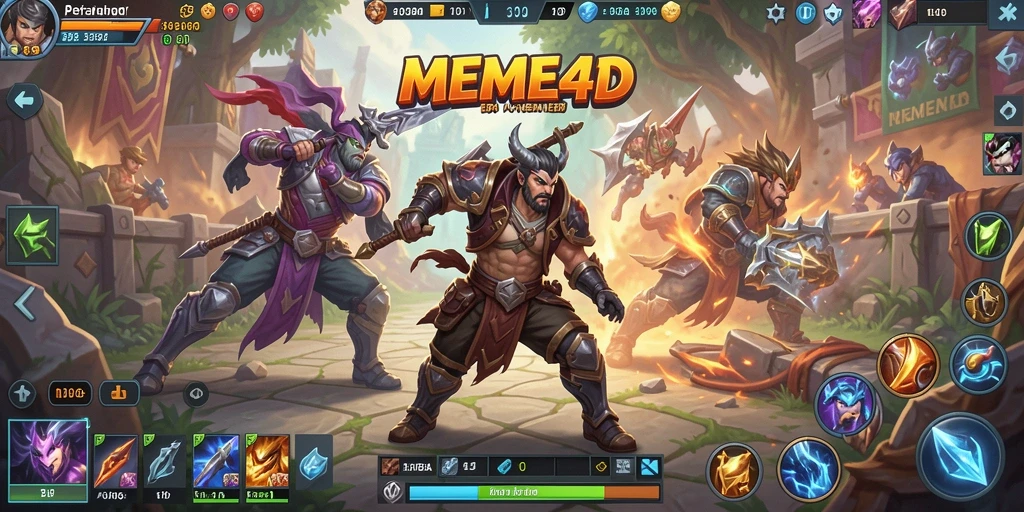 Tampilan menakjubkan dari gameplay pertarungan dalam <strong>MEME4D</strong>.