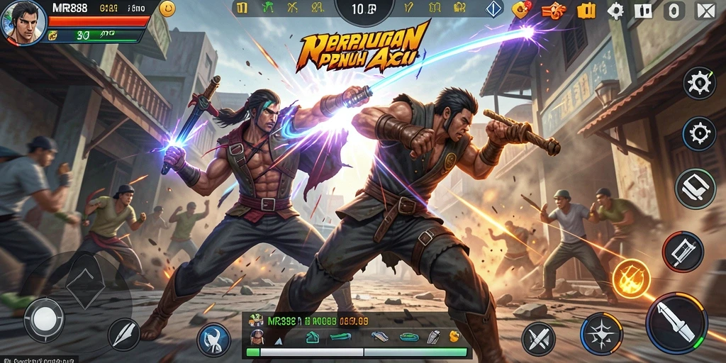 Screenshot MR888 menampilkan aksi pertarungan yang mendebarkan.