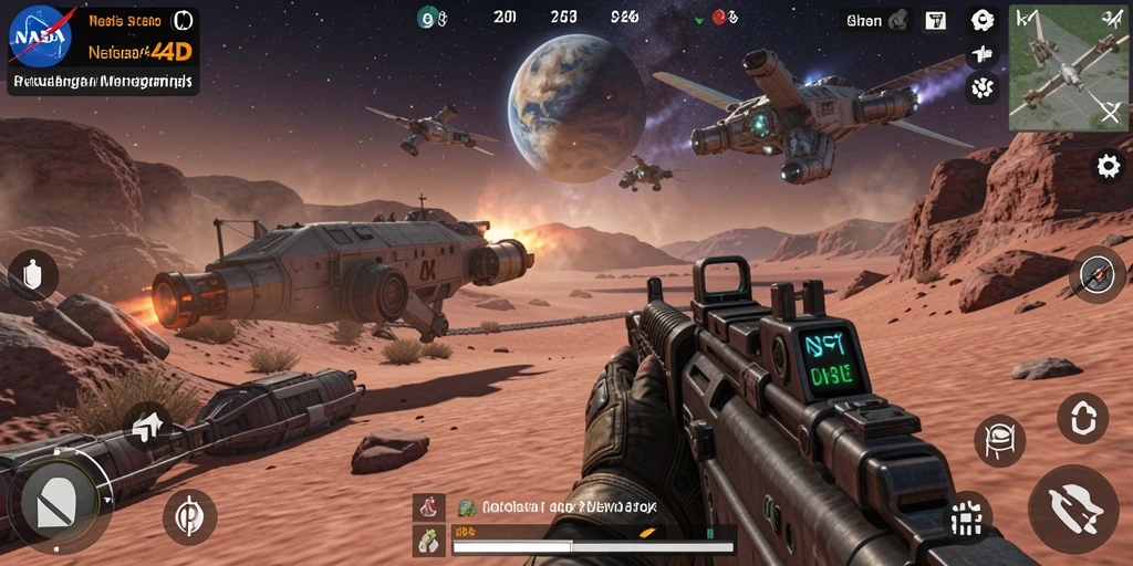 Tangkapan layar menunjukkan gameplay menegangkan dalam NASA4D.