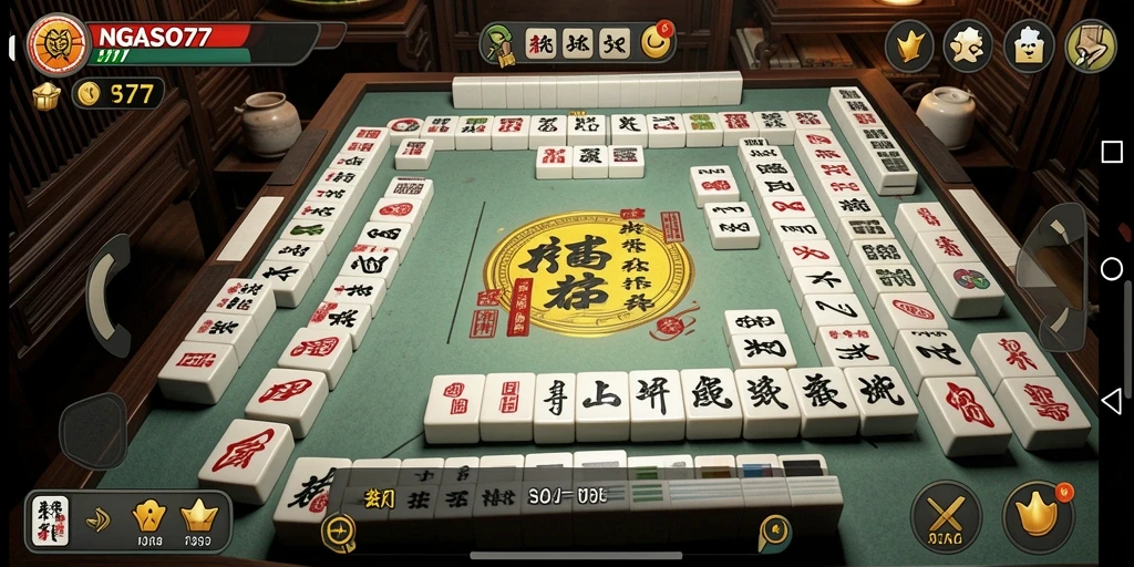 Screenshot gameplay NGASO77 yang menampilkan permainan Mahjong yang seru.