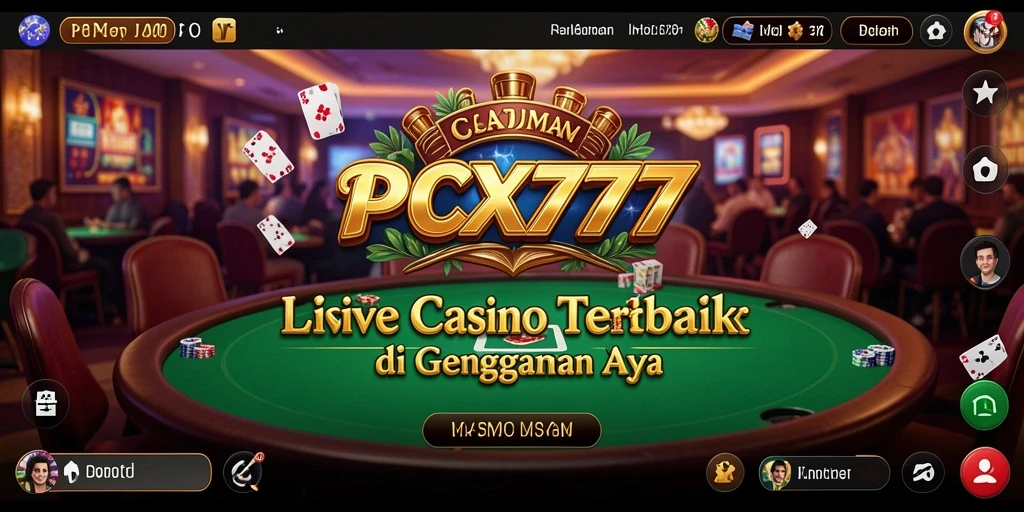Screenshot PCX777 menampilkan gameplay Live Casino yang mendebarkan.