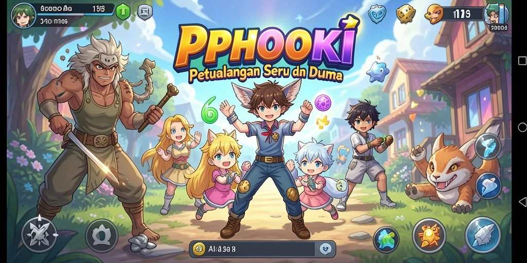 Screenshot gameplay PPHOKI dengan karakter anime yang beraksi.
