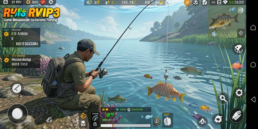 Gameplay RPVIP3 menampilkan pengalaman memancing yang seru dan memukau.