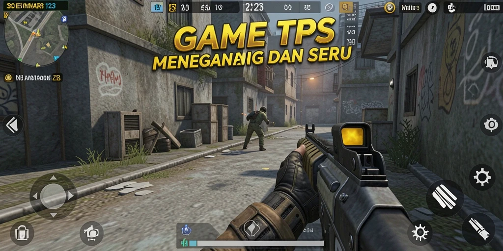 Screenshot utama SEMAR123 menampilkan aksi menembak seru di medan tempur.