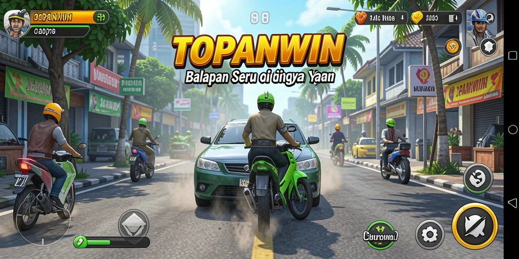 Tampilan gameplay menarik dari balapan di TOPANWIN.