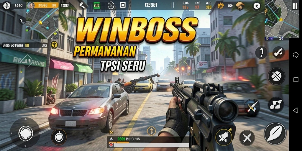 Tampilan gameplay TPS yang seru dan mendebarkan dalam WINBOSS.